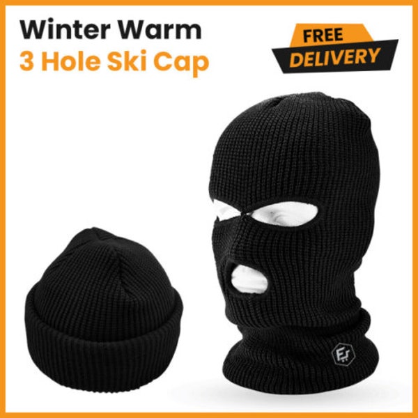 Men Women Face Mask Winter Warm Ski Cap 3Hole Balaclava Beanie Hat Hood Tactical