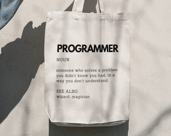 Programmer Definition Someone Who Solves a Problem You Had In a Way You Dont Understand Tote Thick Bag, Personalized Gift for IT developer