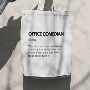 Office Comedian Cotton Tote Bag, Funny Work Gift