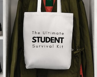 Back-to-School Studenten Survival Tote - Baumwoll Canvas College College Tasche Geschenk für Freund