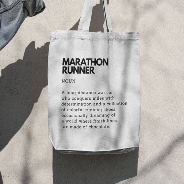 Printed Tote Bag Special for Marathon Runner Funny Gift Sport Stylish and Functional Bag for Sports Enthusiasts Sport Lovers Gift Run Lover