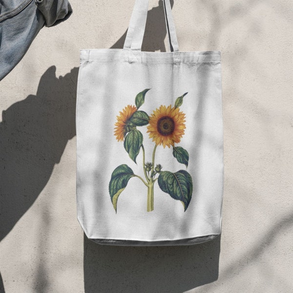 Bolso de mano floral Estético Girasoles Ramo floral Impreso Bolsa de flores silvestres Vintage Bolsa de girasol Calidad Canva Tote Bolsa Flores silvestres