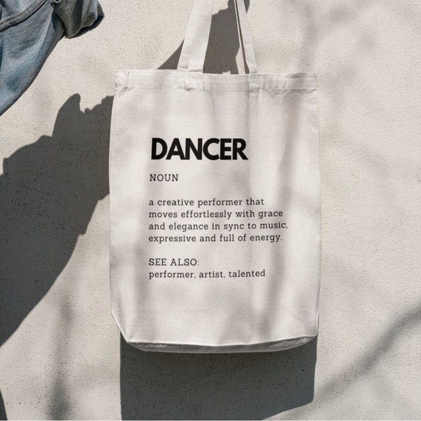 Tänzerin Definition Einkaufstasche, Geschenk für Tänzer, Tänzerin Definition Zubehör, Tanzbaumwolltasche, Tanzliebhaber, Bachata Salsa-Liebhaber