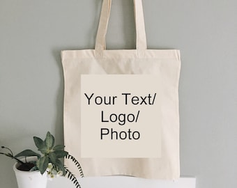 Tote bag with your TEXT/LOGO/PHOTO, personalized gift, Your graphic project, 100% Natural Cotton, 39x41cm, Raw Natural Finish, Best Quality