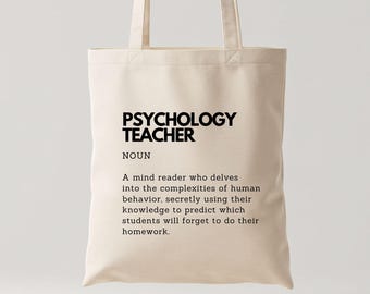 Bolso de mano con la definición de profesor de psicología - Divertido bolso de lona de algodón ecológico con asas largas.