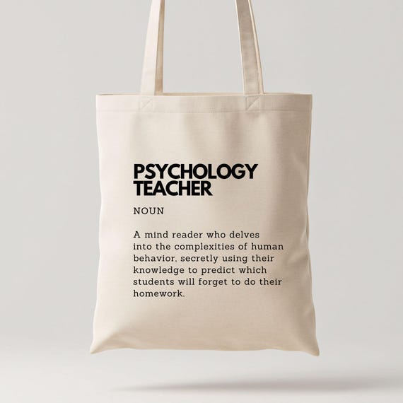 Psychology Teacher Definition Tote Bag - Eco-Friendly Funny Cotton  Shoulder Canvas with Long Handles