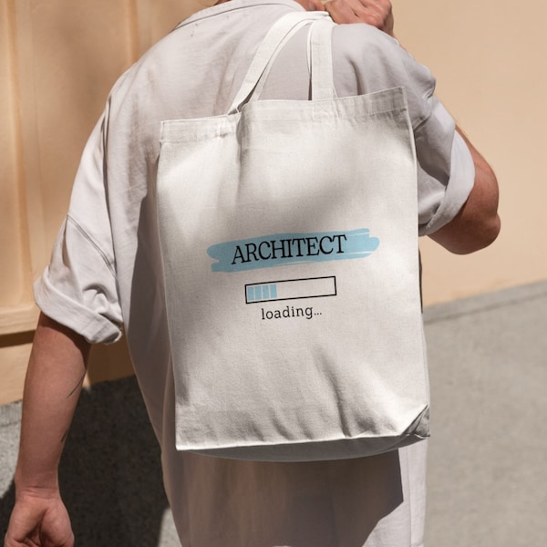 Architetto caricamento Professione in corso Borsa in cotone personalizzata Borsa in tela con colori e testo personalizzabili Regalo per studente di architettura