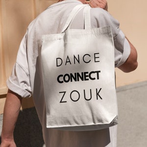 Dance Connect Zouk Tote bag, Gift for Zouk dancers, Zouk Dancer Zoukers Bag accessories Zouk Dance cotton bag Lambada Zouk lovers gift