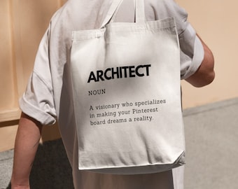 Architect Definition Printed Tote Bag Special Funny Gift Architecture Enthusiast Cotton Bag for Architect Gift Idea Architect Tote Bag Gift