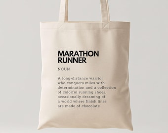 Bolso de tela con la divertida definición de corredor de maratón: Regalo para amantes del deporte