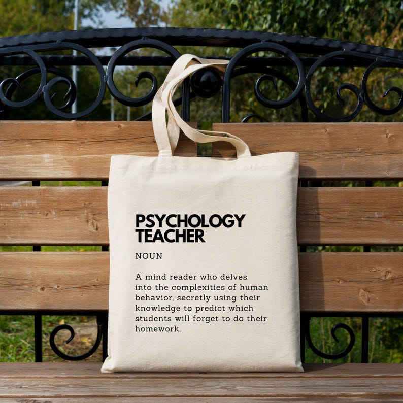 Psychology Teacher Definition Tote Bag - Eco-Friendly Funny Cotton Shoulder Canvas with Long Handles image 2