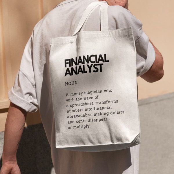 Financial Analyst Definition Printed Funny Tote Bag Financial Analysis Enthusiast Cotton Bag Gift Idea for Financial Guru Funny Definition
