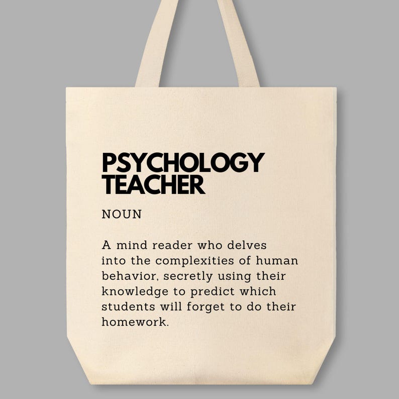 Psychology Teacher Definition Tote Bag - Eco-Friendly Funny Cotton Shoulder Canvas with Long Handles image 3