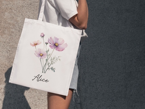 Personalized Birth Flower Tote Bag: Custom Daisy April Gift