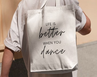 Dance Tote Bag: Natural Cotton, Gift for Dancers
