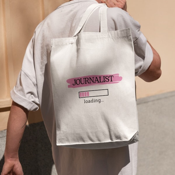 Journalist loading Profession in progress Personalized Cotton Tote Bag Customizable Colors & Text Tote Bag Gift for journalism students
