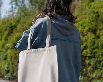 Natural Cotton Tote Bag, Eco Friendly Long Handles