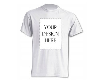 Printed Cotton White Tshirt, Women's Man's fit white cotton short sleeve t-shirt S-XXL, Personalize Gift Tshirt with Your Graphics Text Logo