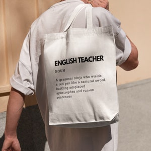 Englischlehrer-Definition gedruckt lustige Tragetasche, die fremde Sprache enthusiast Baumwolltasche Geschenkidee für Lehrer-lustige Definition unterricht