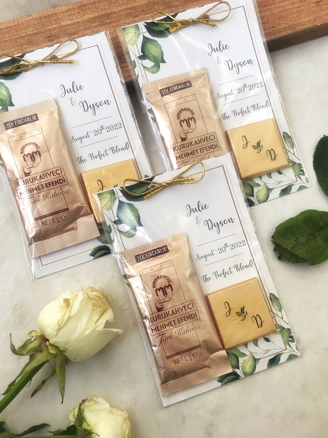 250 Pcs Gold Wedding Favors Coffee and Chocolate Gold Design