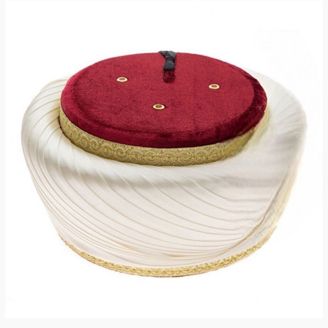 Cream Satin Sarik Lux Islamic Prayer Turban Satin Taqiyyah Hat Muslim ...