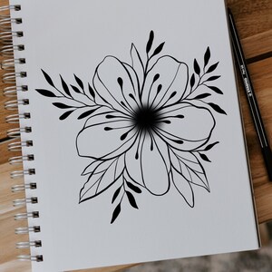 Flor PNG, Dibujo para colorear, Clipart de flores, Descarga digital