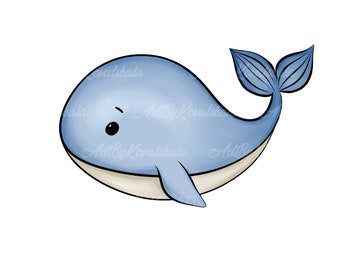 Baleia PNG, clipart de baleia, mundo do mar, clipart de animais marinhos, download digital