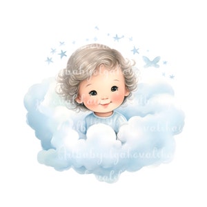 Baby Boy PNG, Watercolor Cute Boy Clip art, Baby Shower, Digital Download