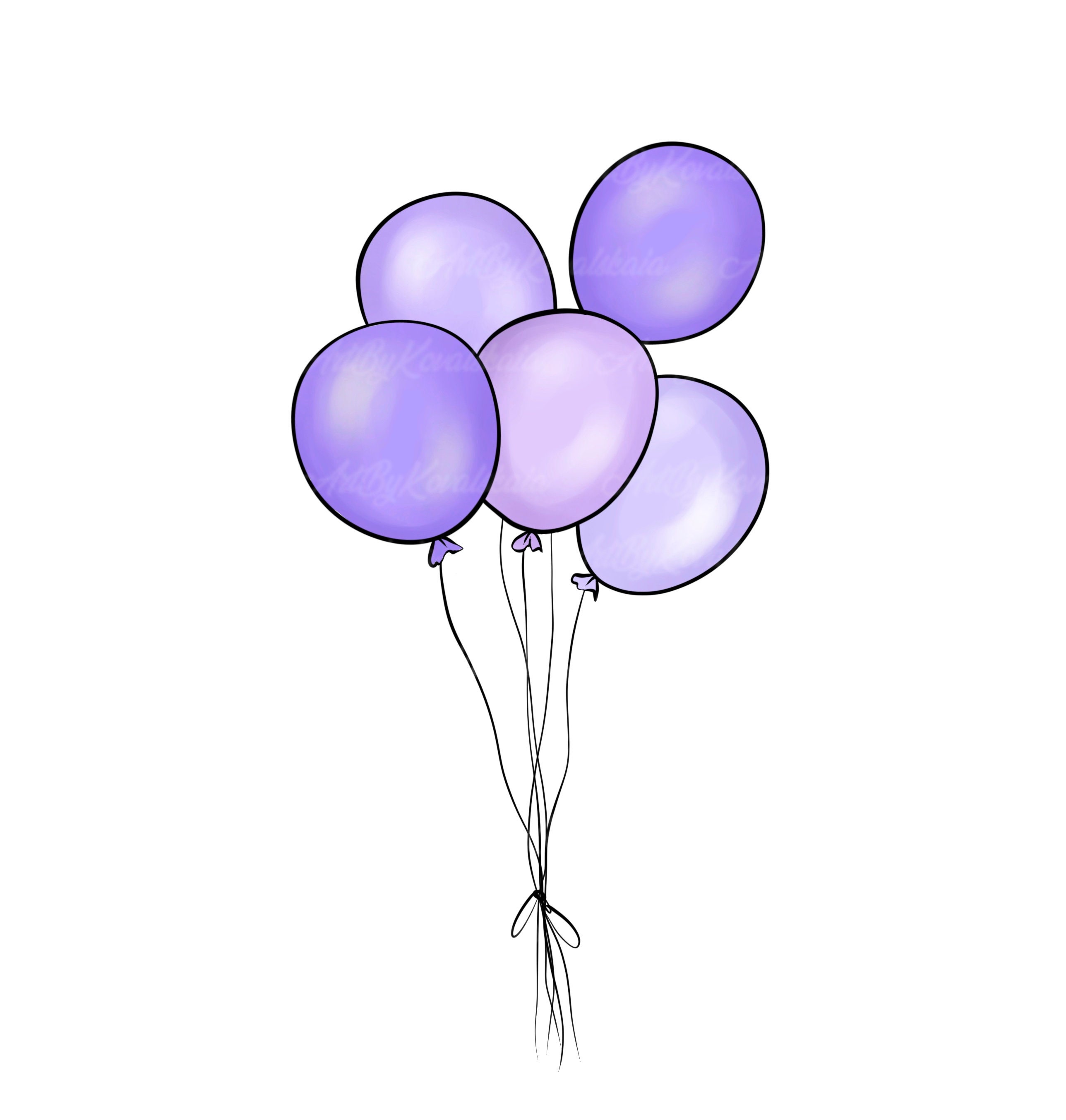 Balloons PNG, Purple Balloons Clip Art, Birthday Clipart, Digital