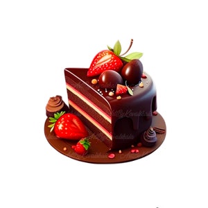 Chocolate Cake PNG Cake Clipart Cake With Strawberry - Etsy