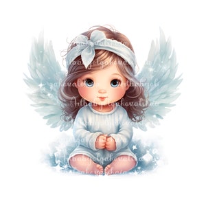 Angel Girl PNG, Cute Baby Angel Clip art, Baby Shower, Digital Download
