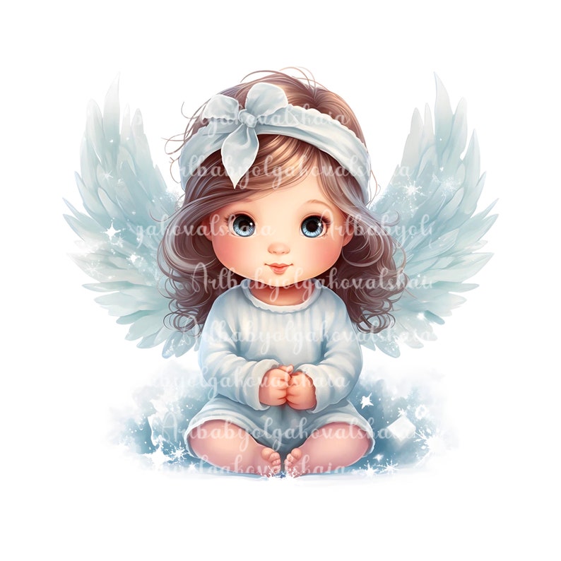 Angel Girl PNG, Cute Baby Angel Clip art, Baby Shower, Digital Download image 1