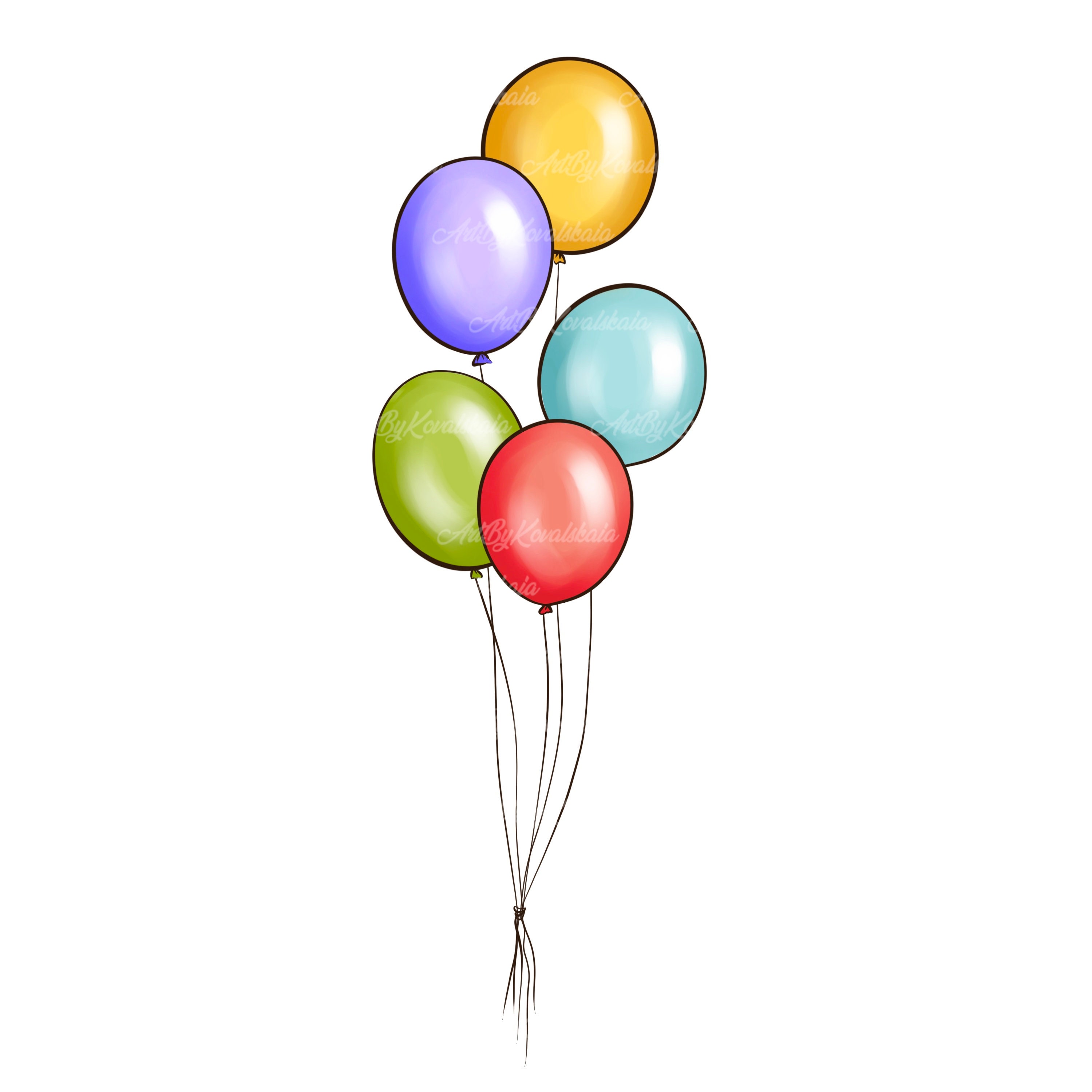 Balloons PNG, Balloons Clip Art, Birthday Clipart, Digital Download Etsy