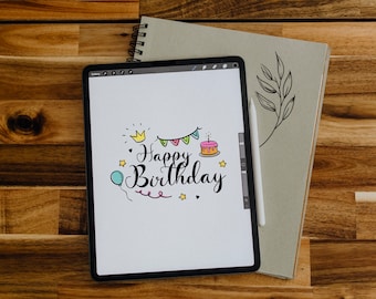 Clipart de Feliz Cumpleaños: Gráfico PNG (Descarga digital)