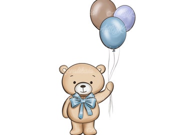 Teddy Bear Clipart, Cute Teddy Bear PNG, Baby Shower Clipart, Digital Download
