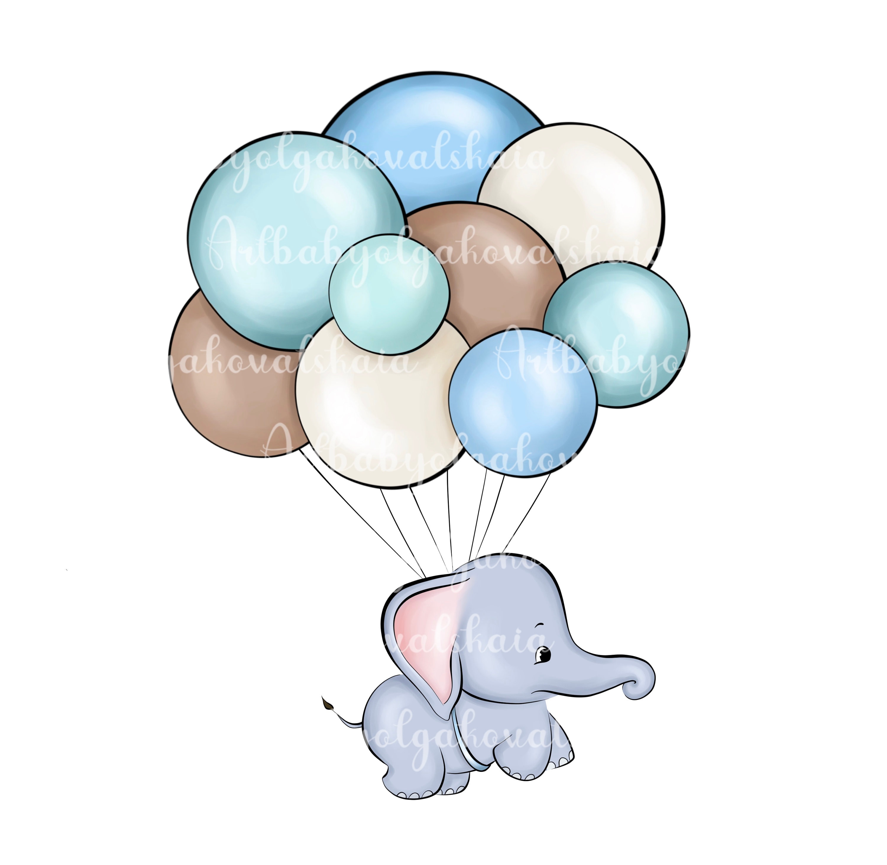 Elephant Clipart Elephant Balloons PNG Baby Shower Boy - Etsy