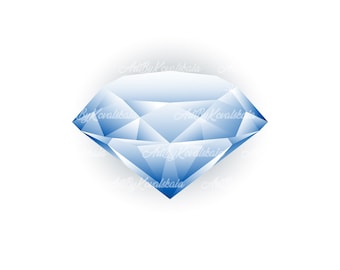 May include: A blue diamond gemstone with a faceted design. The diamond is set against a white background.