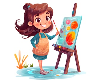 Artist PNG, Cute Artist Clipart, Digital Download