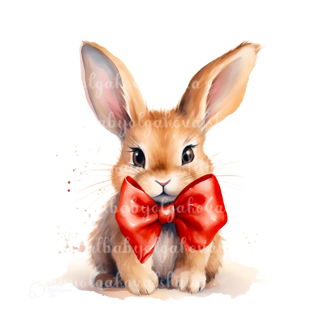 Bunny Clip Art, Watercolor Cute Rabbit PNG, Digital Download - Etsy