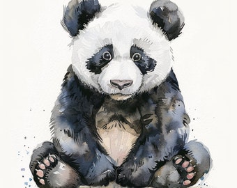 Panda Clipart, Watercolor Panda PNG, DIGITAL DOWNLOAD