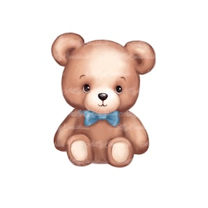 Teddy Bear Clipart, Cute Bear PNG, Baby Shower Boy, Digital Download