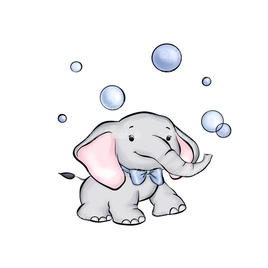 Elephant Clipart, Elephant, Bubbles PNG, Baby Shower Clipart, Digital