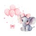 Elephant Clipart, Watercolor Elephant, Balloons PNG, Baby Shower Girl ...