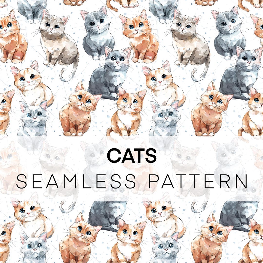 Cat Pattern, Seamless Digital Pattern, Cute Cat, DIGITAL DOWNLOAD - Etsy