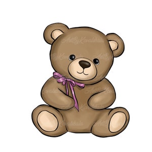 Teddy Bear Clipart, Cute Bear PNG, Baby Shower Girl, Digital Download