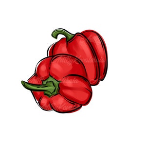 Pepper Clipart, Red Pepper PNG, Vegetable Clip art, Digital Download