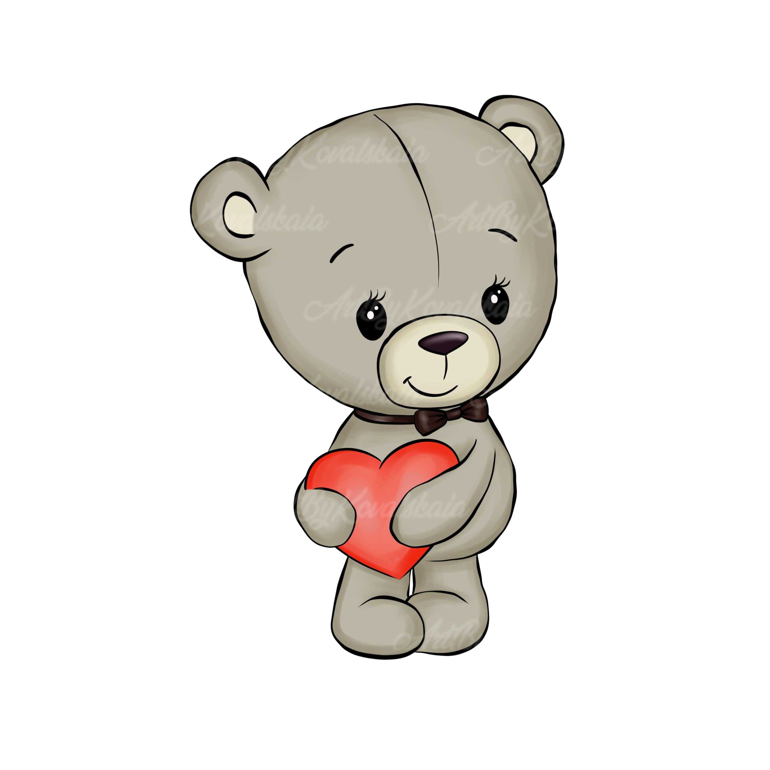Teddybär Clipart, niedlicher Teddybär PNG, Bär mit Herz, Baby Shower Boy, digitaler  Download - .de