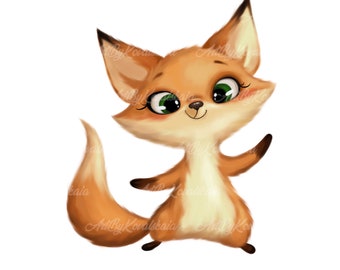 Cute Fox Clipart, Transparent PNG (Digital Download)