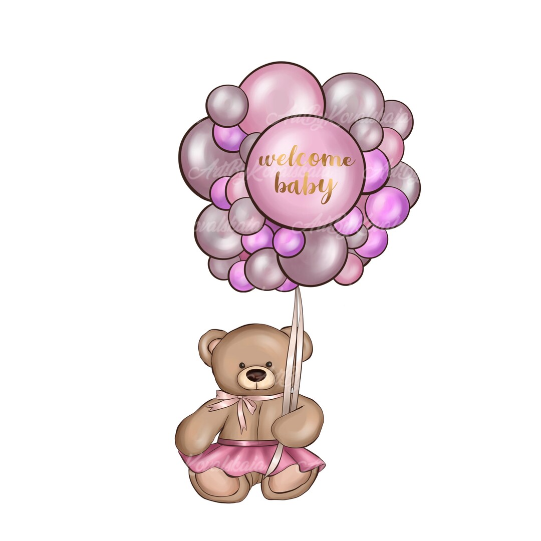 Teddy Bear Clipart: Baby Shower Balloons PNG (digital Download) - Etsy