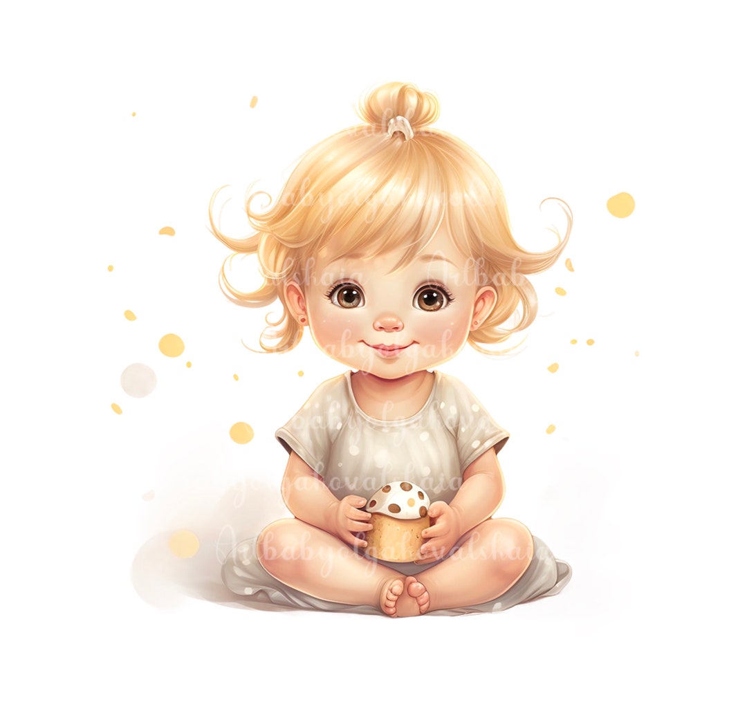 Baby Girl PNG, Cute Girl Clip Art, Baby Shower Clipart, Digital